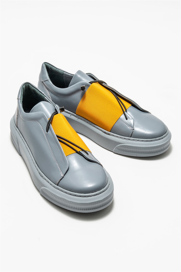 Gri deri erkek spor ayakkabı - Elle Shoes