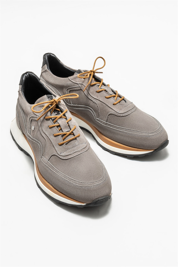 Gri deri erkek spor ayakkabı - Elle Shoes