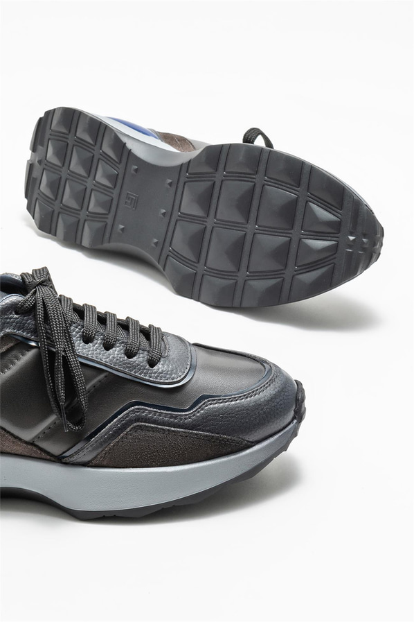 Gri deri erkek spor ayakkabı - Elle Shoes