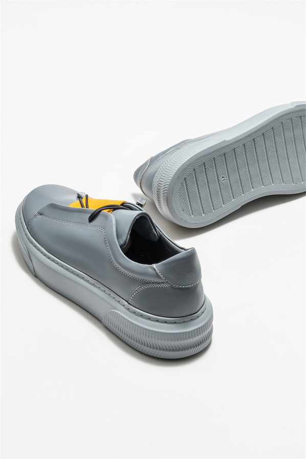 Gri deri erkek spor ayakkabı - Elle Shoes