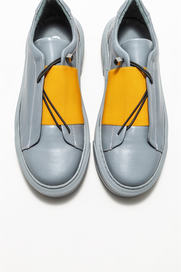 Gri deri erkek spor ayakkabı - Elle Shoes