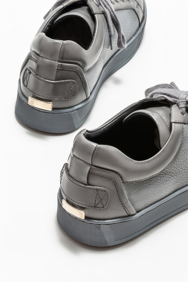 Gri deri erkek spor ayakkabı - Elle Shoes