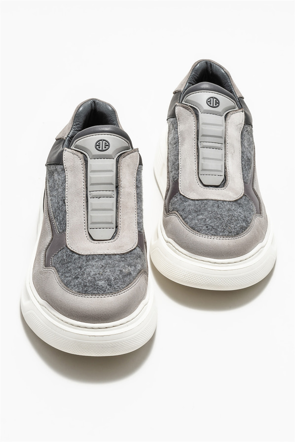 Gri deri erkek spor ayakkabı - Elle Shoes
