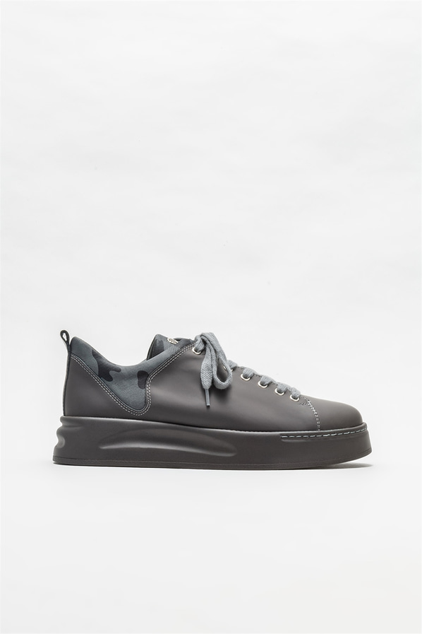 Gri deri erkek spor ayakkabı - Elle Shoes