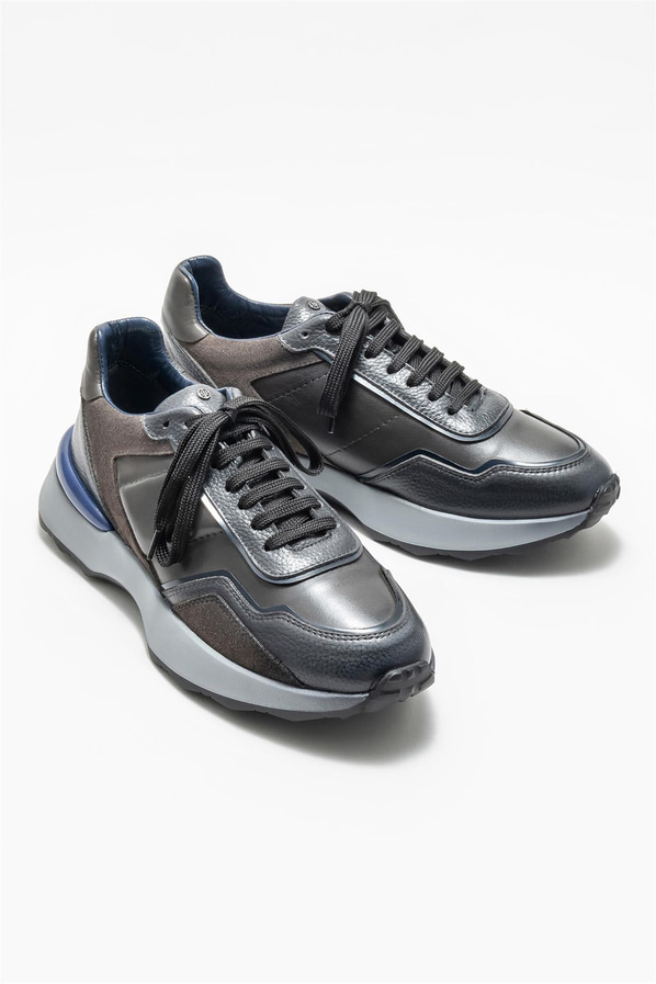 Gri deri erkek spor ayakkabı - Elle Shoes
