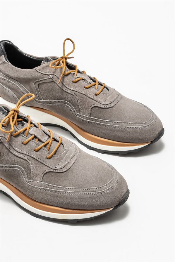 Gri deri erkek spor ayakkabı - Elle Shoes