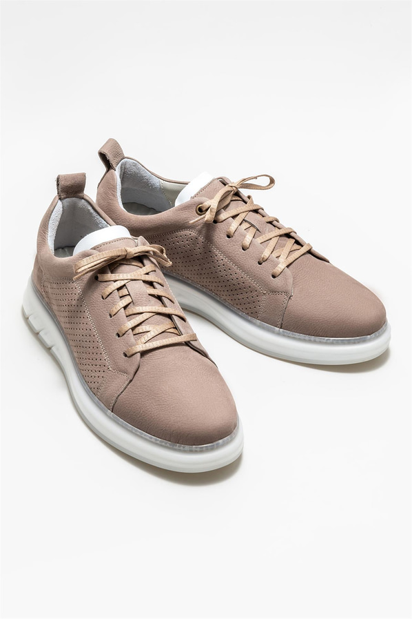 Gri deri erkek spor ayakkabı - Elle Shoes