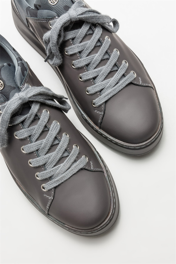 Gri deri erkek spor ayakkabı - Elle Shoes