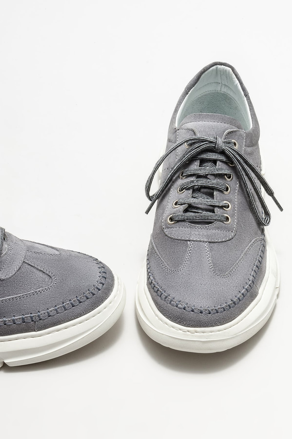 Gri deri erkek spor ayakkabı - Elle Shoes