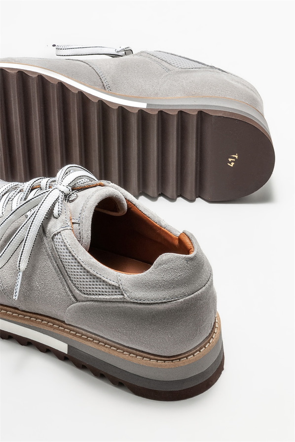 Gri deri erkek spor ayakkabı - Elle Shoes