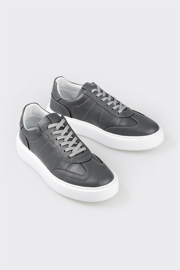 Gri deri erkek spor ayakkabı - Elle Shoes