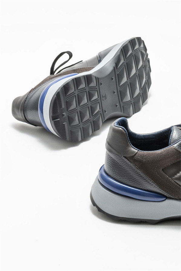 Gri deri erkek spor ayakkabı - Elle Shoes