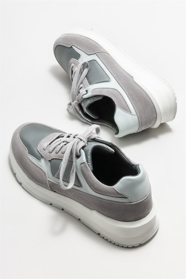 Gri deri erkek spor ayakkabı - Elle Shoes