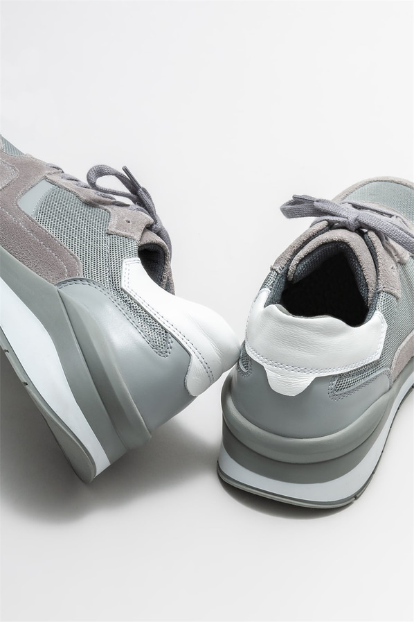 Gri deri erkek spor ayakkabı - Elle Shoes