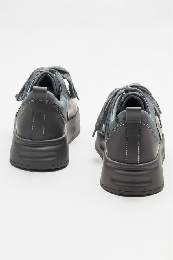 Gri deri erkek spor ayakkabı - Elle Shoes