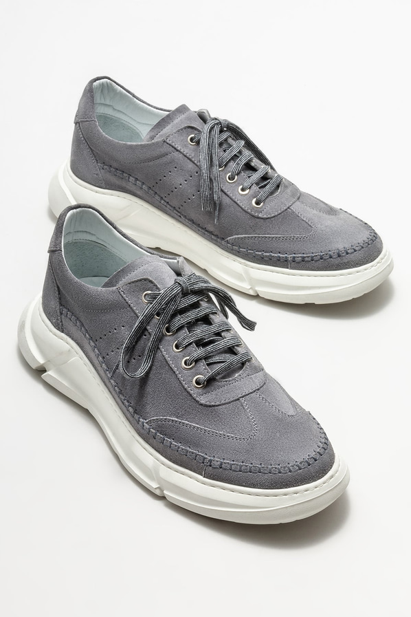 Gri deri erkek spor ayakkabı - Elle Shoes
