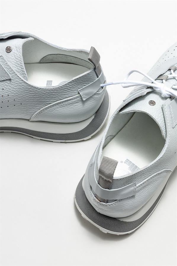 Gri deri erkek spor ayakkabı - Elle Shoes
