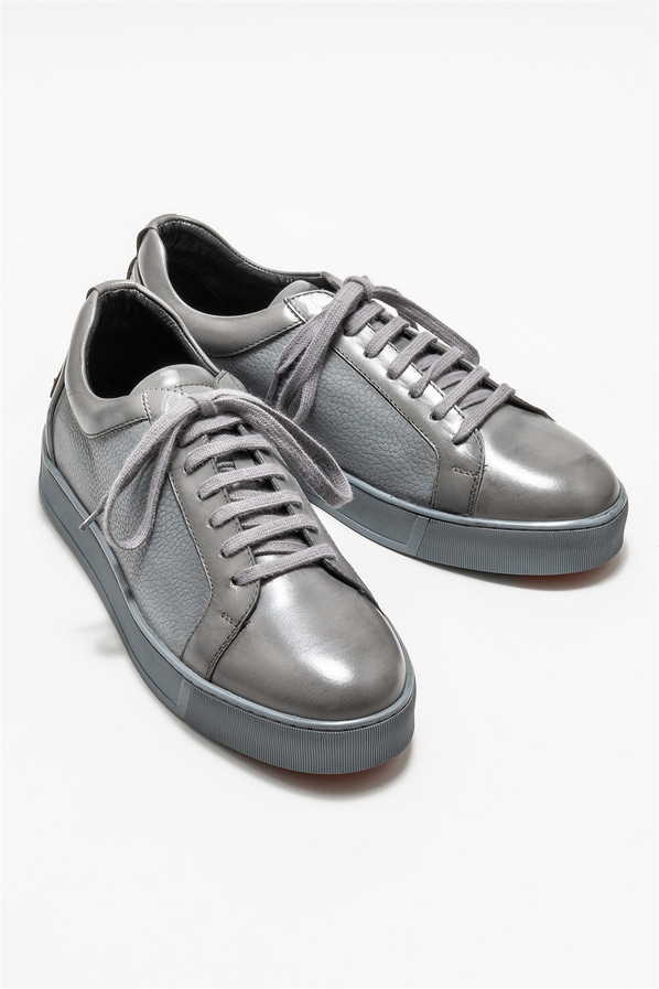Gri deri erkek spor ayakkabı - Elle Shoes
