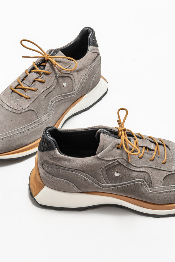 Gri deri erkek spor ayakkabı - Elle Shoes