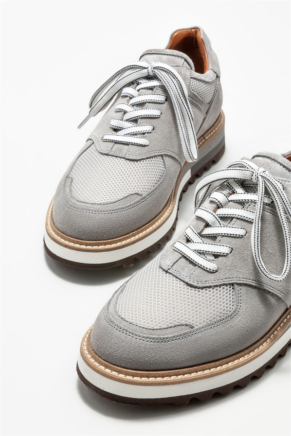 Gri deri erkek spor ayakkabı - Elle Shoes