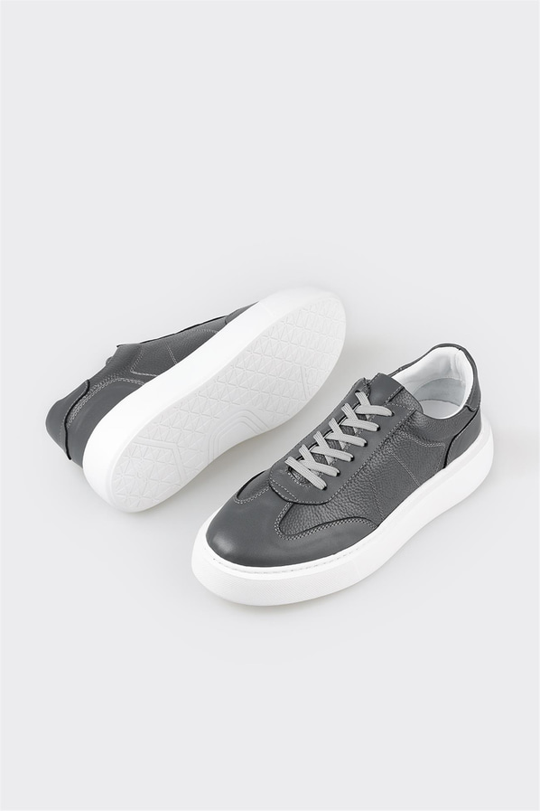 Gri deri erkek spor ayakkabı - Elle Shoes