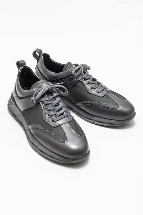 Gri deri erkek spor ayakkabı - Elle Shoes