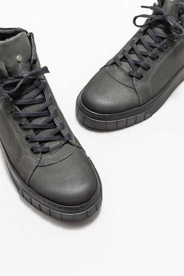 Gri deri erkek bot - Elle Shoes