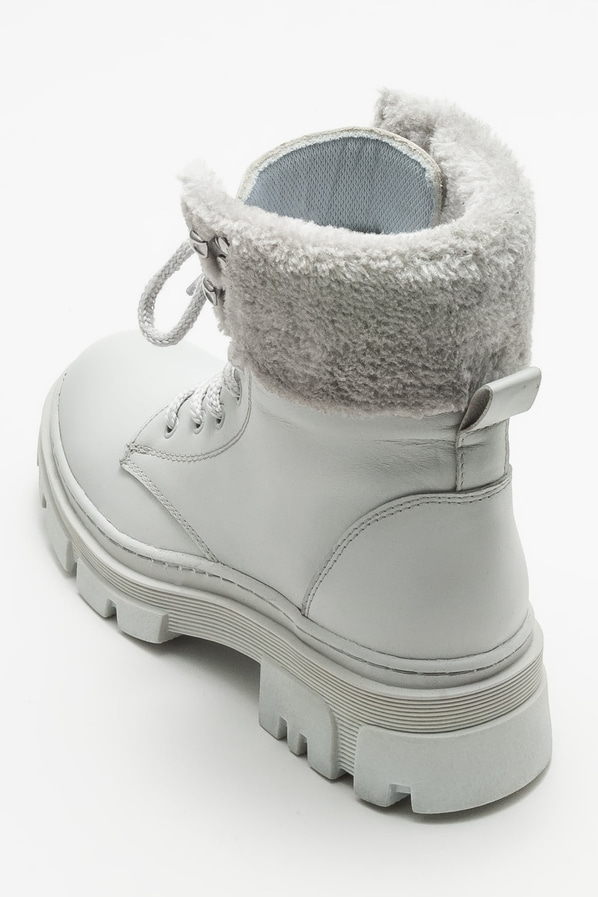 Gri deri kadın bot, günlük kullanım için - Elle Shoes