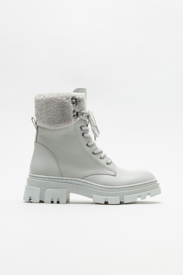 Gri deri kadın bot, günlük kullanım için - Elle Shoes