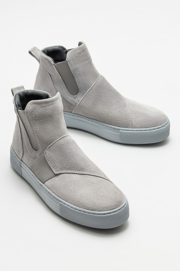 Gri deri kadın bot, günlük kullanım için - Elle Shoes