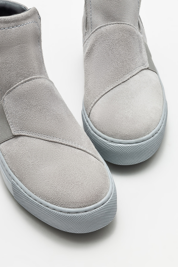 Gri deri kadın bot, günlük kullanım için - Elle Shoes