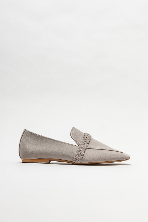Gri deri kadın loafer - Elle Shoes