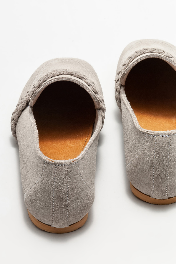 Gri deri kadın loafer - Elle Shoes