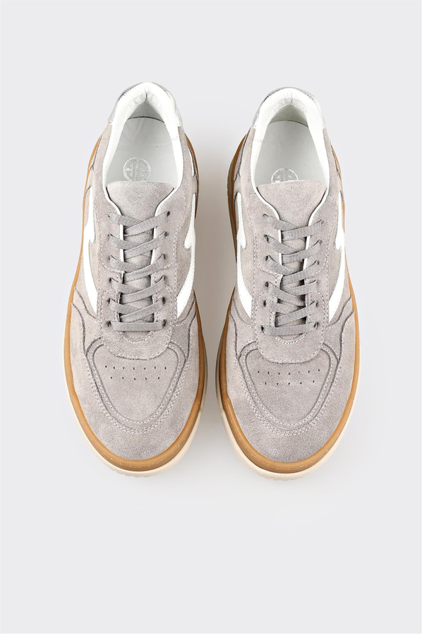 Gri deri kadın sneaker - Elle Shoes