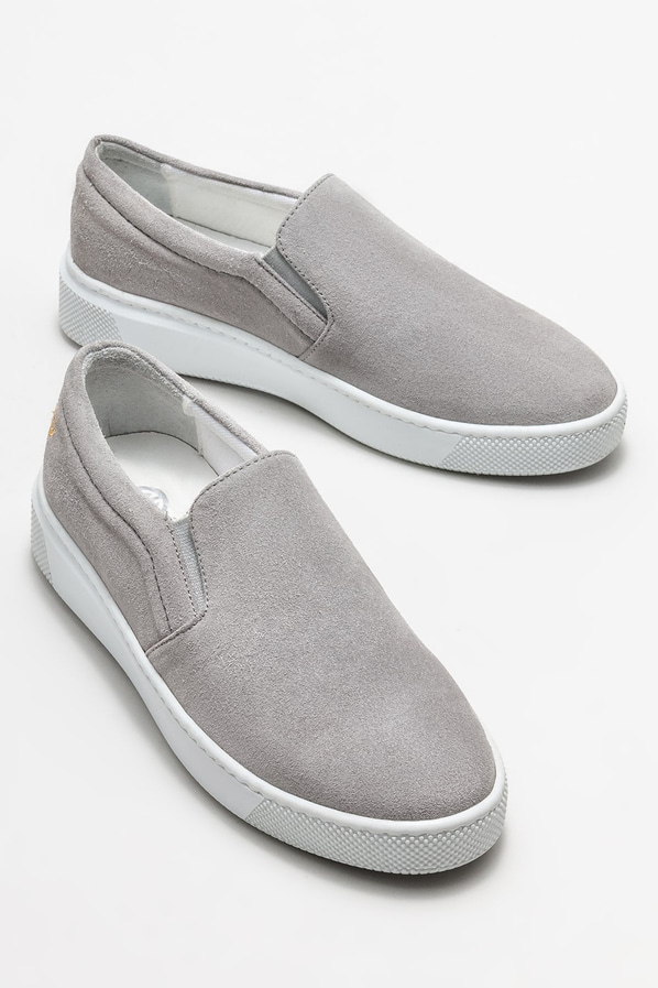 Gri deri kadın spor ayakkabı - Elle Shoes