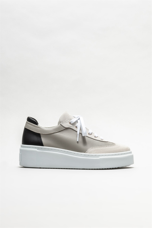 Gri deri kadın spor ayakkabı - Elle Shoes
