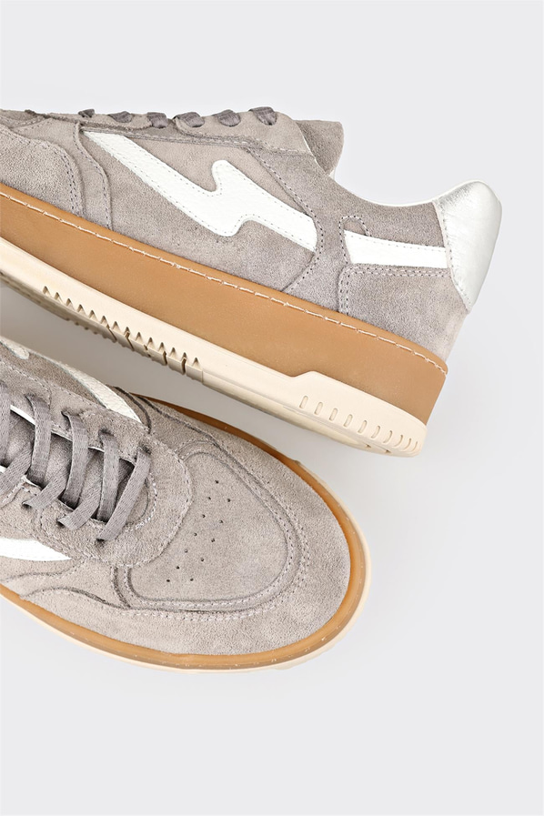 Gri deri kadın sneaker - Elle Shoes