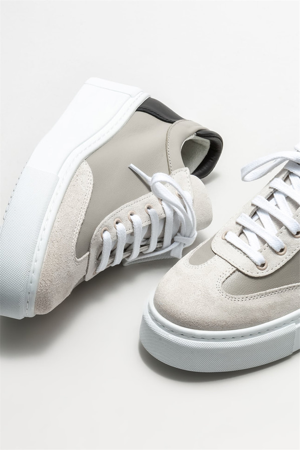 Gri deri kadın spor ayakkabı - Elle Shoes