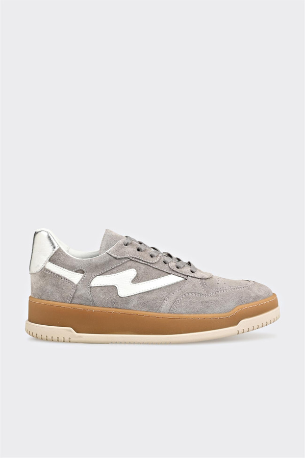 Gri deri kadın sneaker - Elle Shoes