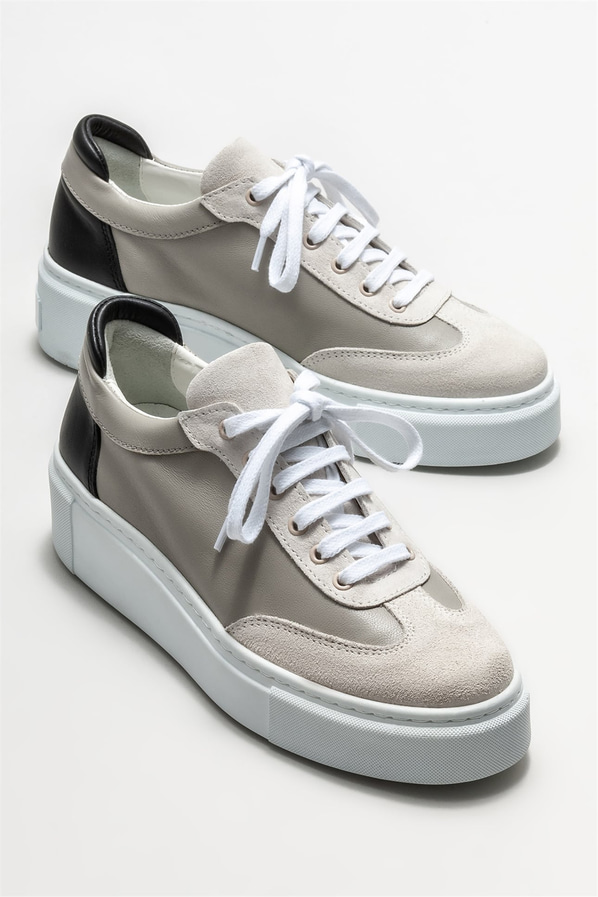 Gri deri kadın spor ayakkabı - Elle Shoes