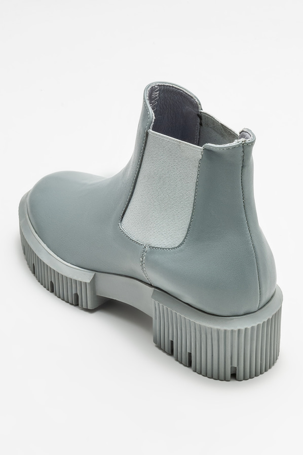 Gri deri topuklu kadın chelsea bot - Elle Shoes