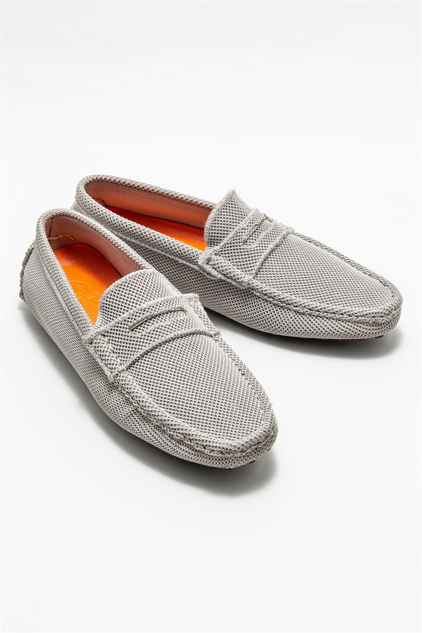 Gri erkek loafer, günlük kullanım için - Elle Shoes