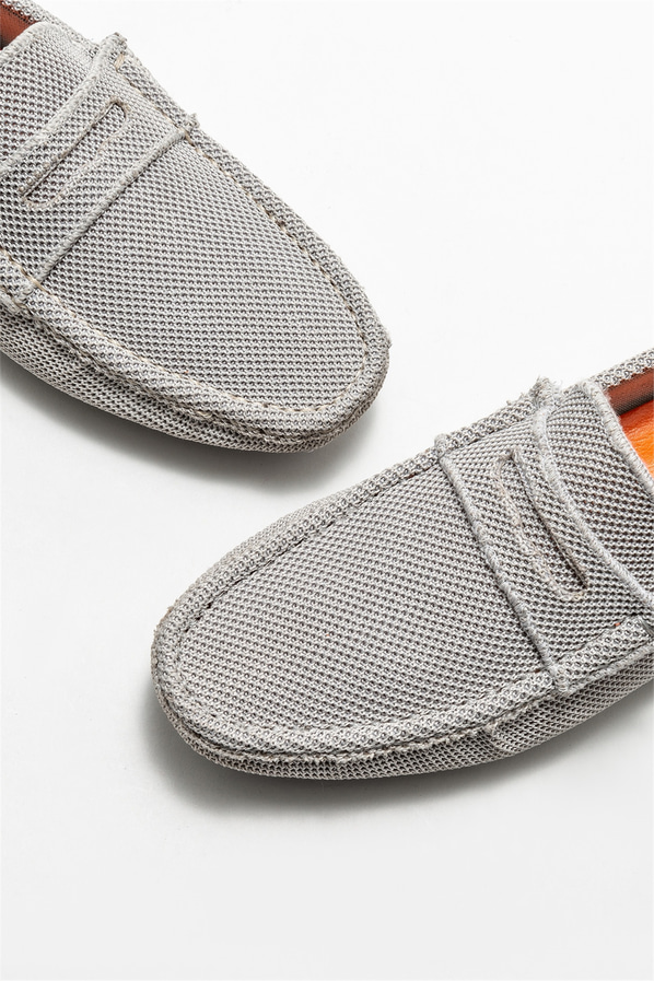 Gri erkek loafer, günlük kullanım için - Elle Shoes