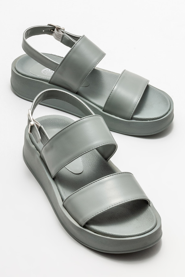 Gri dolgu topuklu kadın sandalet - Elle Shoes