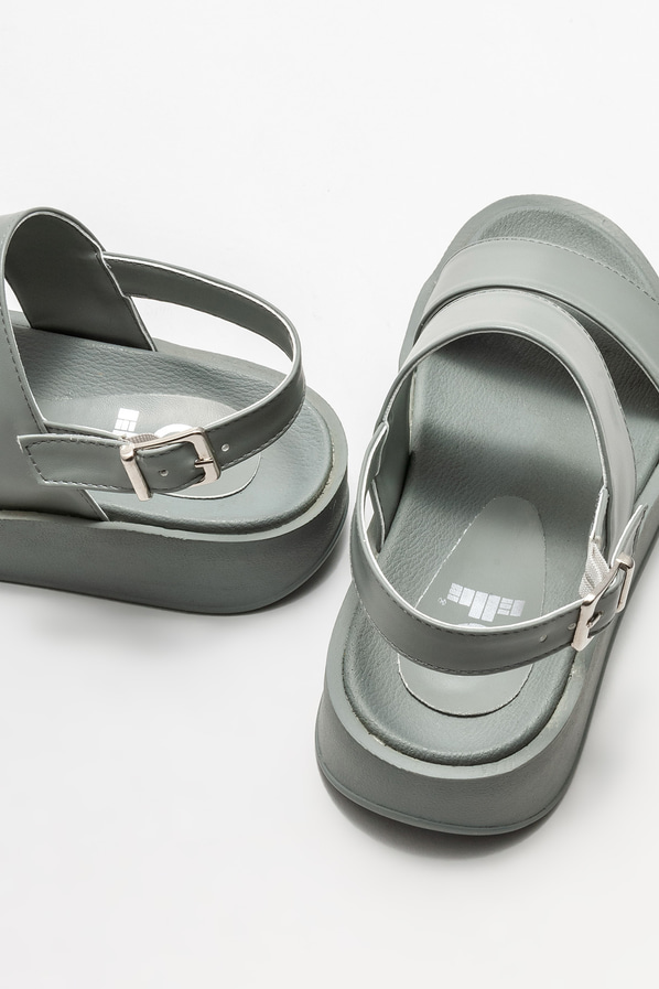Gri dolgu topuklu kadın sandalet - Elle Shoes