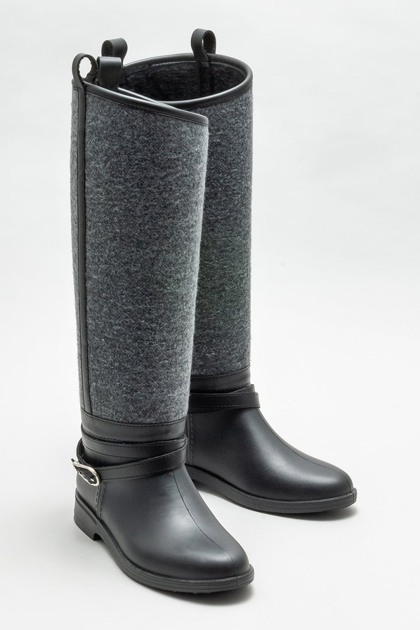 Gri düz kadın çizme - Elle Shoes