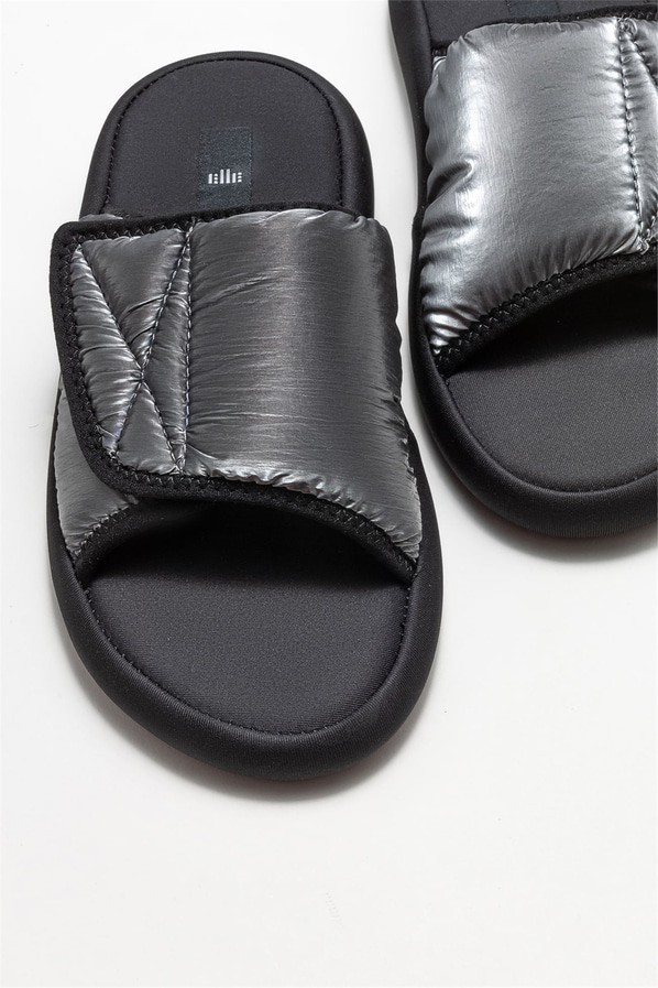 Gri düz kadın terlik - Elle Shoes