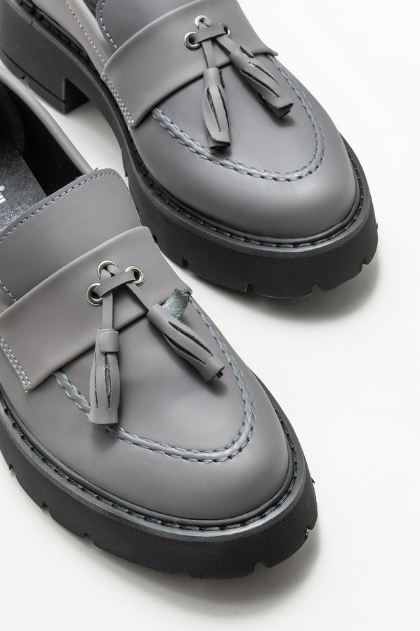 Gri kadın loafer - Elle Shoes