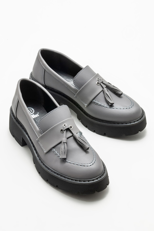 Gri kadın loafer - Elle Shoes