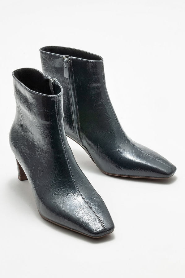 Gri topuklu kadın bot - Elle Shoes